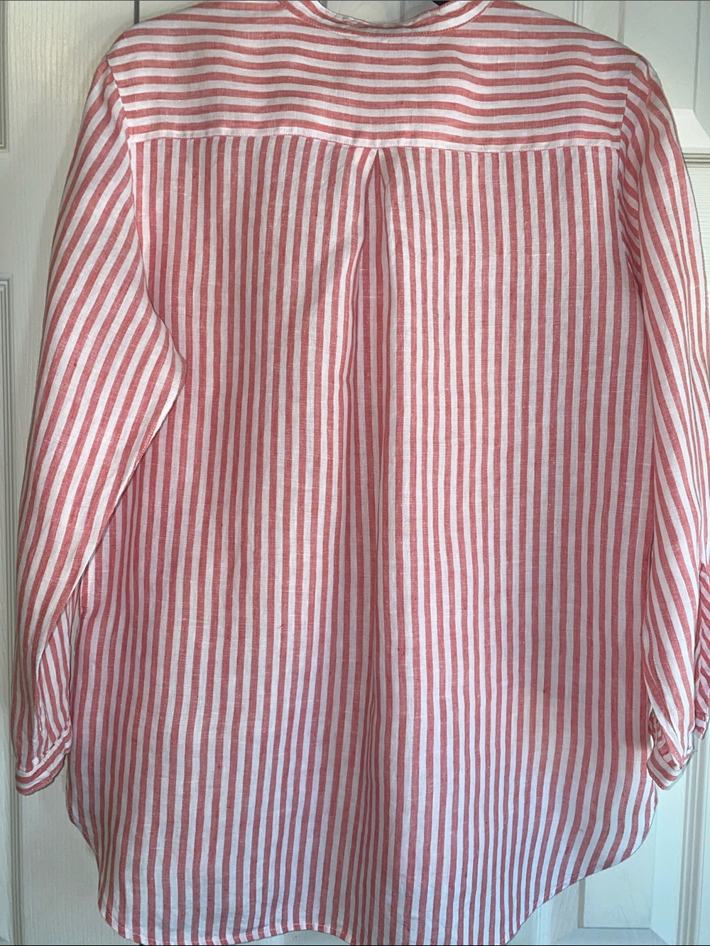 L.L. Bean Pink and White Striped V-Neck Tunic Top - Picture 6 of 7